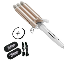 Load image into Gallery viewer, Triple Barrel Ceramic Hair Curler/Waver - 25mm - Rose Gold - FREE Sectioning Pads &amp; Clips

